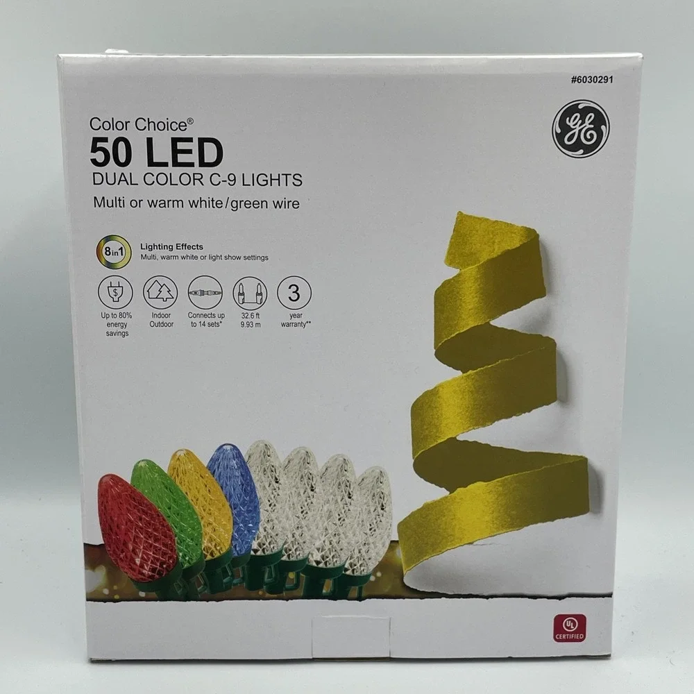 GE Color‎ Choice 50-Count C9 32.6-ft Multicolor LED Christmas String Lights